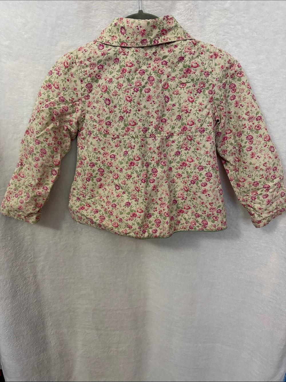 Genuine Kids From OshKosh Green and Pink Floral Button Pea Coat for Kids Size 5T - Picture 5 of 6